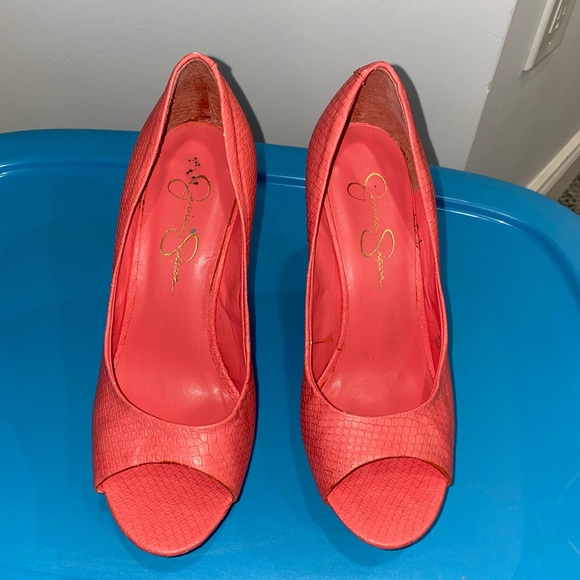 Summer coral wedge shoes - Picture 6 of 9